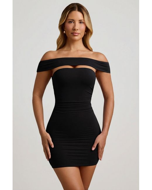 Oh Polly Black Modal Cut-Out Off-Shoulder Mini Dress