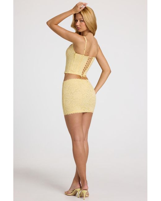 Oh Polly Yellow Lace Mini Skirt