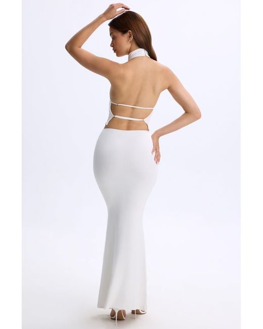 Oh Polly White Modal Low-Rise Maxi Skirt