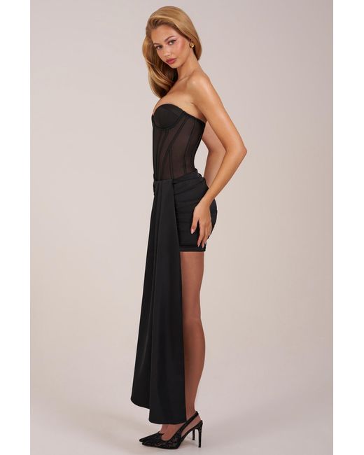 Oh Polly Black Bandeau Lace-Up Corset Mini Dress