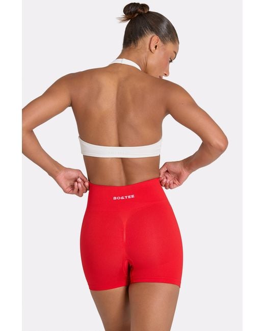 BO+TEE Red Define Luxe High-Waist Mini Shorts