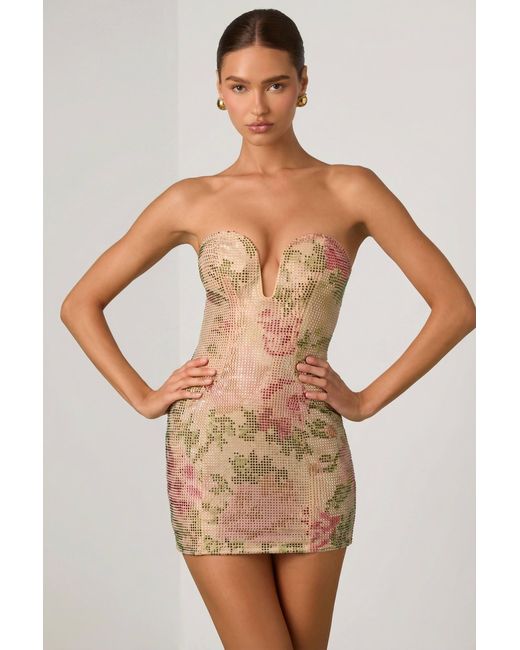 Oh Polly Pink Embellished Sweetheart-Neck A-Line Mini Dress