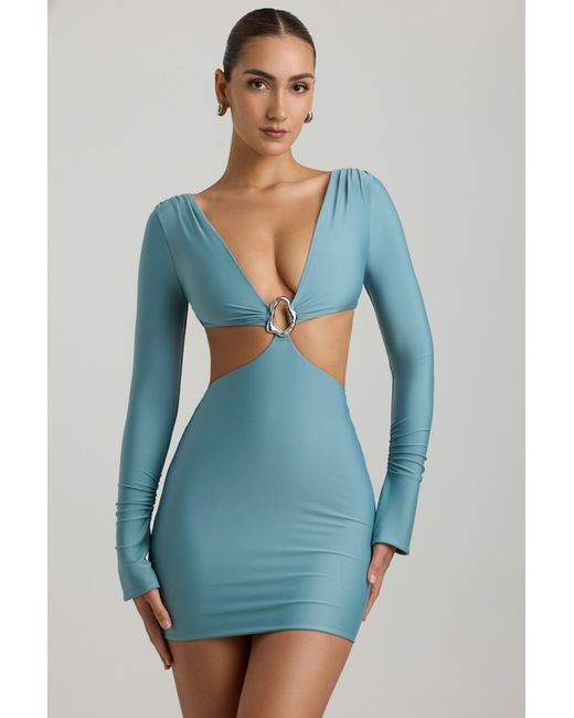 Oh Polly Green Cut-Out Hardware Detail Mini Dress