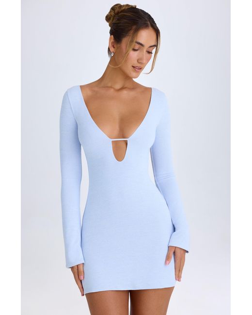 Oh Polly Blue Cut-Out Long-Sleeve Mini Dress