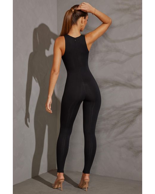 Oh Polly Black Racer Neck Jumpsuit