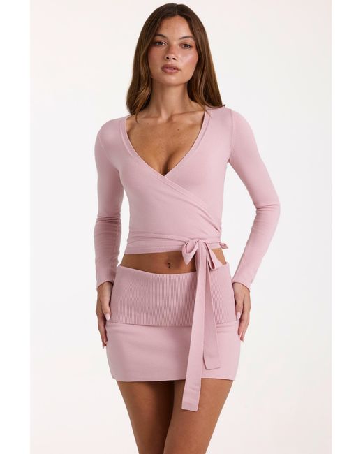 BO+TEE Pink Soft Knit Wrap Top