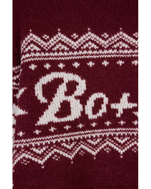 BO+TEE Red Jacquard-Knit Cropped Jumper