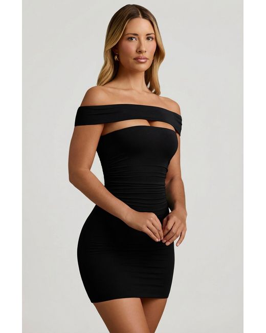 Oh Polly Black Modal Cut-Out Off-Shoulder Mini Dress