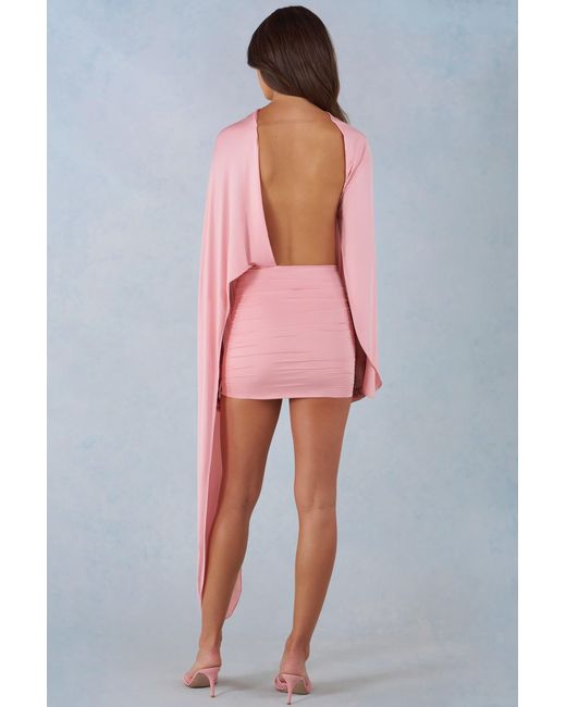 Oh Polly Pink Draped Cape Mini Dress