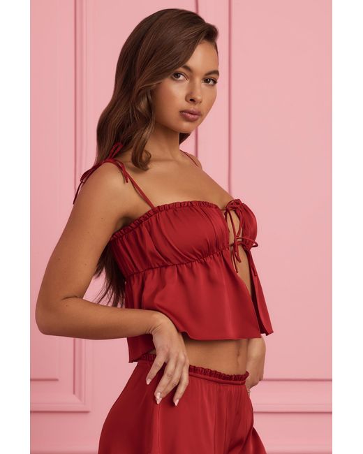 Oh Polly Red Tie-Front Camisole Top