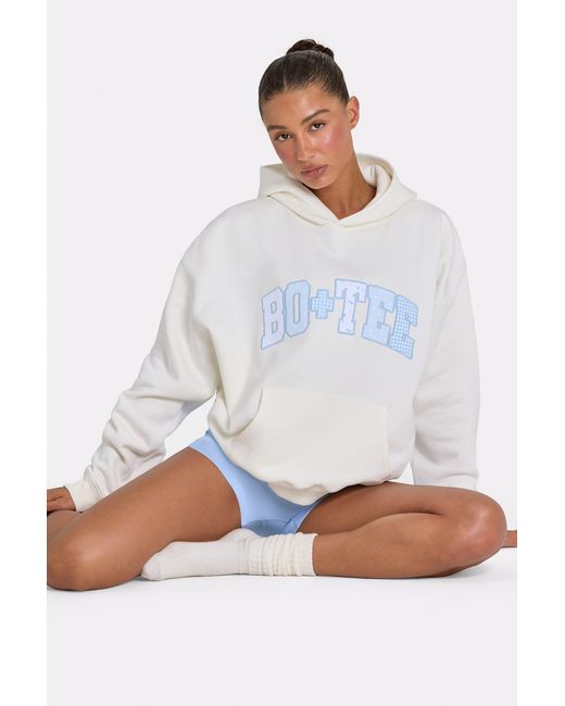 BO+TEE White Oversized Applique Hoodie