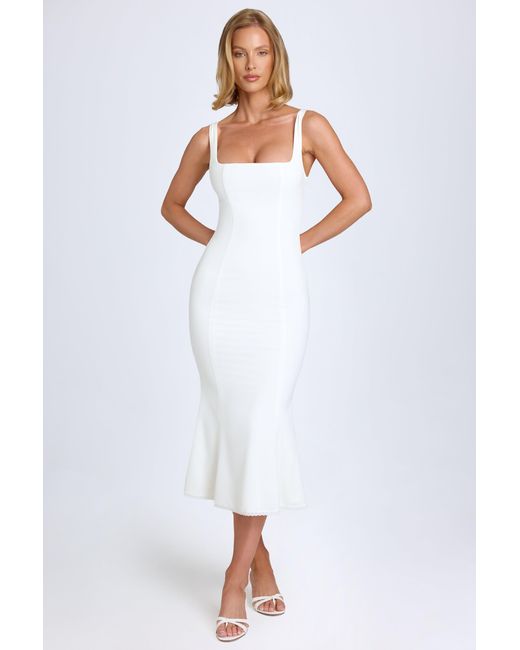 Oh Polly White Lace-Trim Midaxi Dress