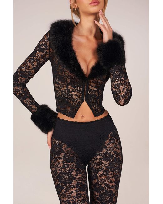 Oh Polly Black Laced Capri Trousers