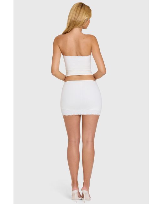 Oh Polly White Modal Lace-Trim Skort