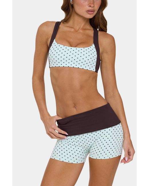 BO+TEE Green Soft Active Foldover Mini Shorts