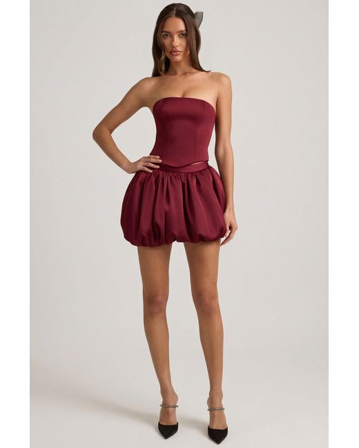Oh Polly Red Bubble Hem Mid-Rise Mini Skirt