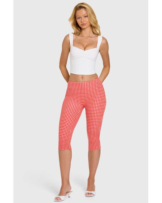 Oh Polly Red Modal Capri Leggings