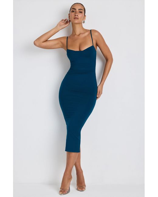 Oh Polly Blue Modal Ruched Layered Midaxi Dress
