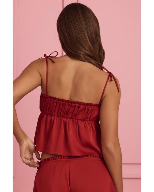 Oh Polly Red Tie-Front Camisole Top