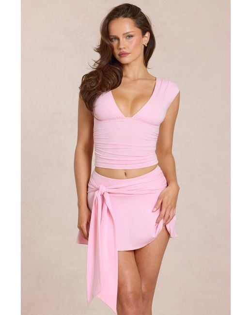 Oh Polly Pink Modal Plunge Top