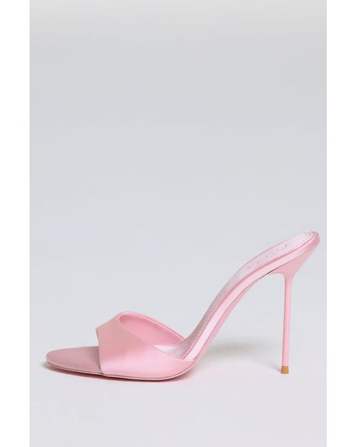 Oh Polly Pink Satin Heeled Mule Sandal