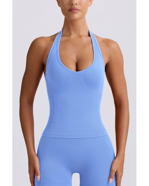 BO+TEE Blue Define Luxe Halterneck Tank Top
