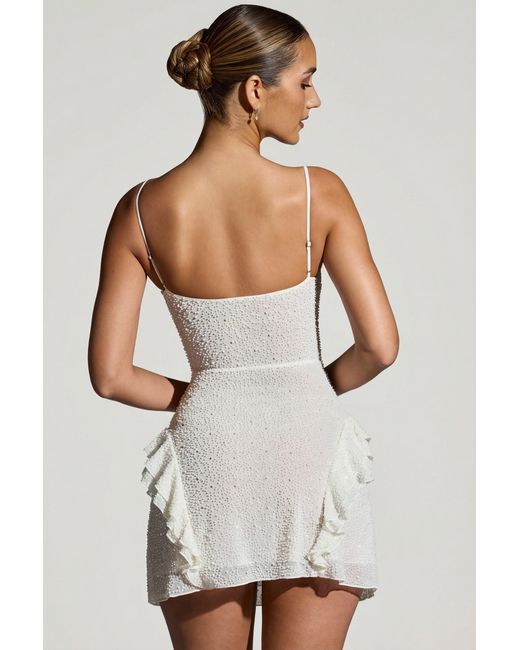 Oh Polly White Embellished Frill Mini Dress