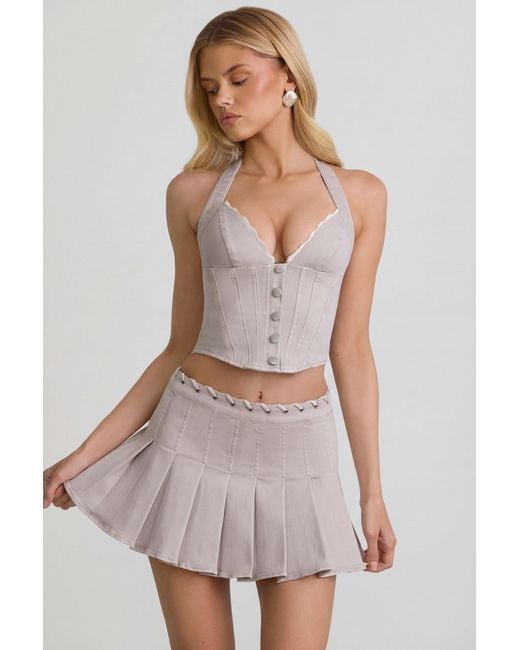 Oh Polly White Low-Rise Pleated Mini Skirt