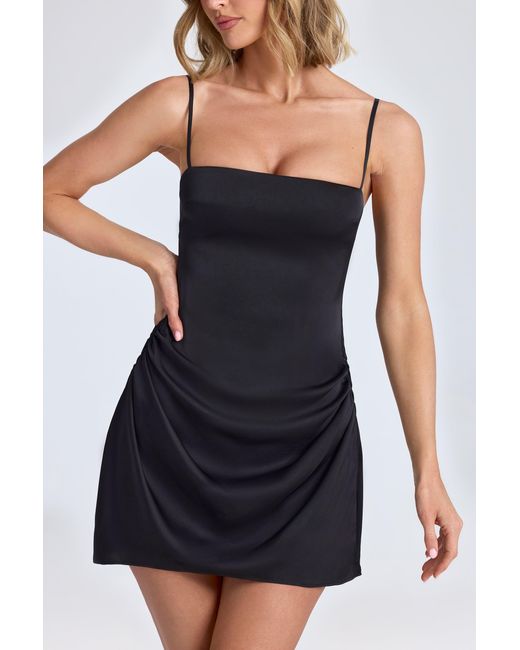 Oh Polly Black Draped A-Line Mini Dress
