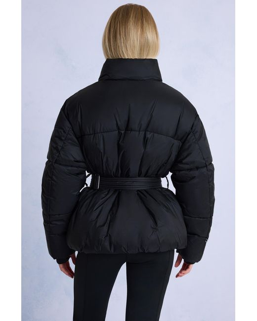 BO+TEE Black Waterproof Belted Oversized Ski Jacket