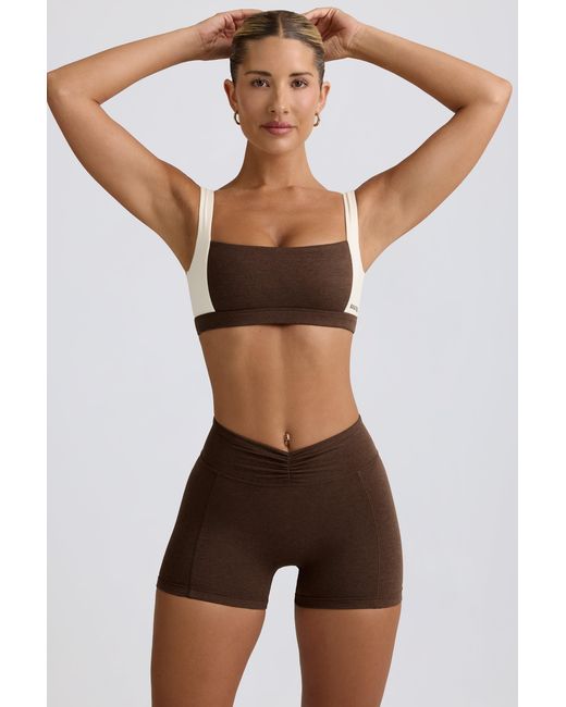 BO+TEE Brown Ruched Mini Shorts