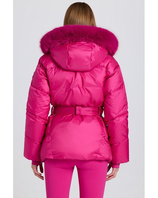 BO+TEE Pink Waterproof Faux-Fur Hood Ski Jacket