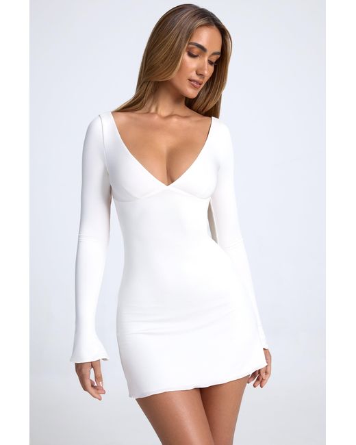 Oh Polly White Open-Back A-Line Mini Dress