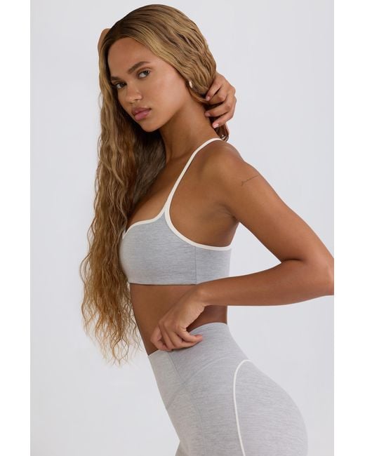 BO+TEE Gray Soft Active Sweetheart-Neck Sports Bra