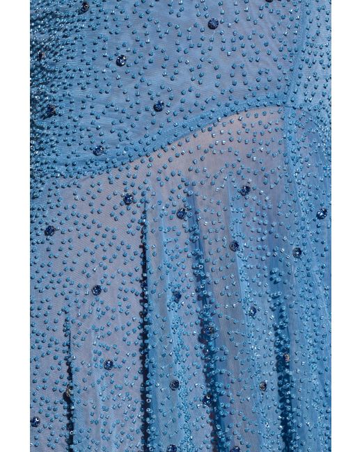 Oh Polly Blue Embellished Handkerchief Hem Skirt