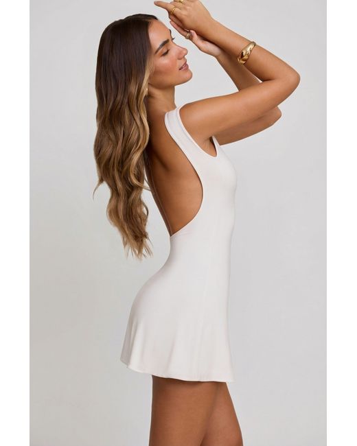 Oh Polly White High Neck Open Back Mini Dress