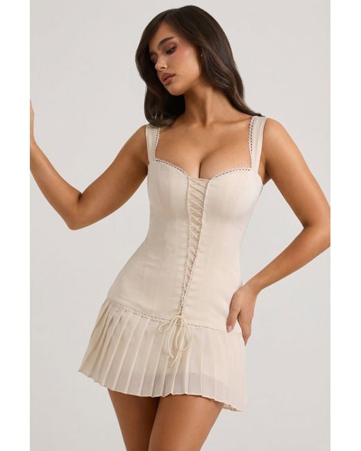 Oh Polly White Bow-Detail Lace-Up Corset Mini Dress