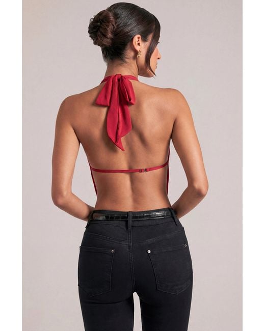 Oh Polly Red Draped Cowl Top