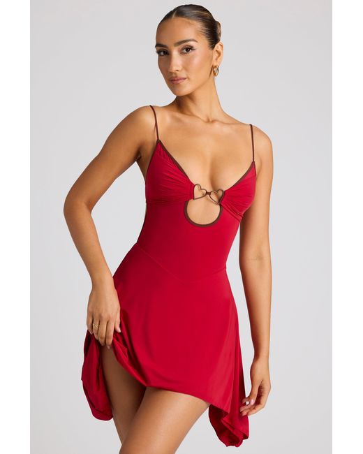 Oh Polly Red Contrast Binding Mini Dress