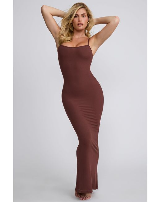 Oh Polly Brown Modal Scoop-Neck Maxi Dress
