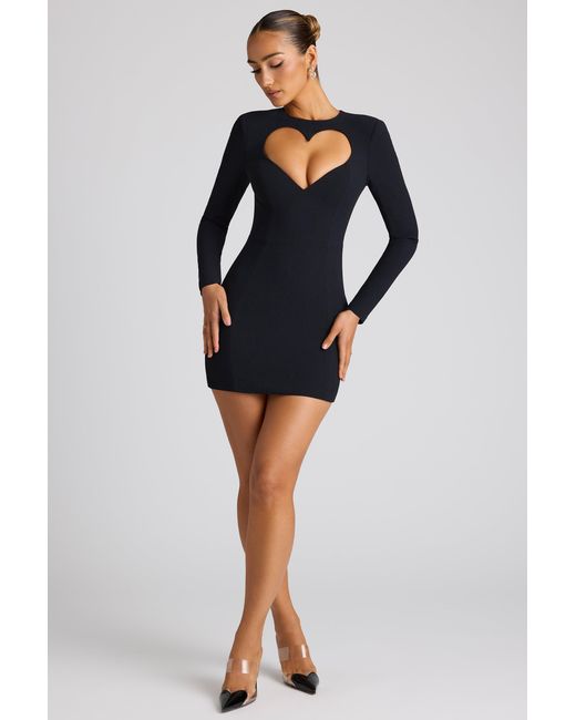 Oh Polly Black Heart Cut Out Long Sleeve Mini Dress