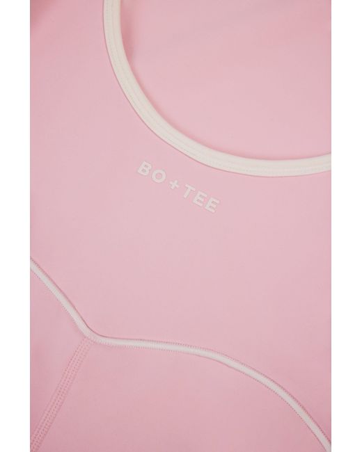 BO+TEE Pink Soft Active Backless Contrast Unitard