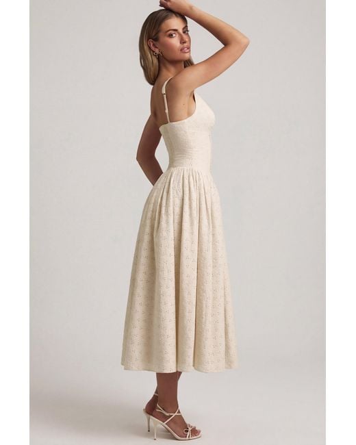 Oh Polly White Broderie Anglaise Bow-Detail A-Line Midaxi Dress