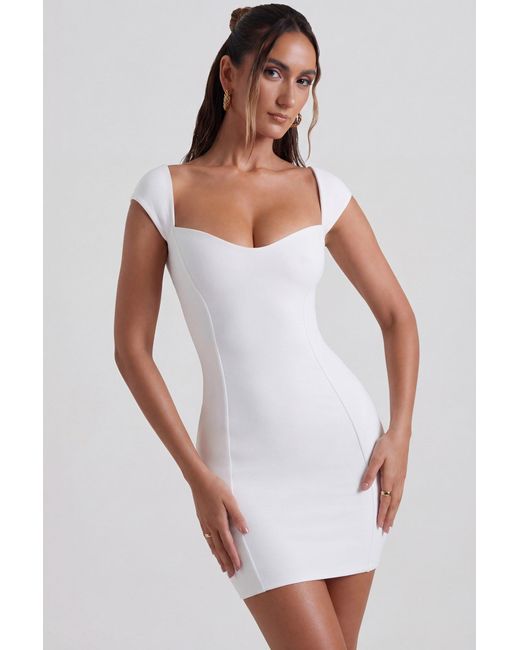 Oh Polly White Sweetheart Neckline Cap Sleeve Mini Dress