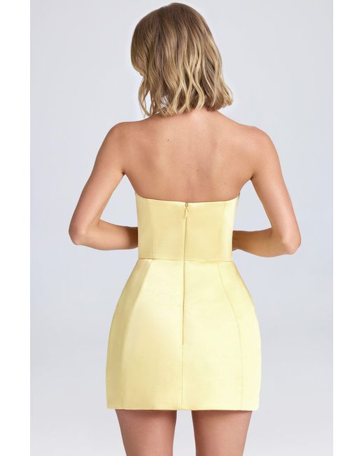 Oh Polly Yellow Bandeau Structured Tulip Mini Dress