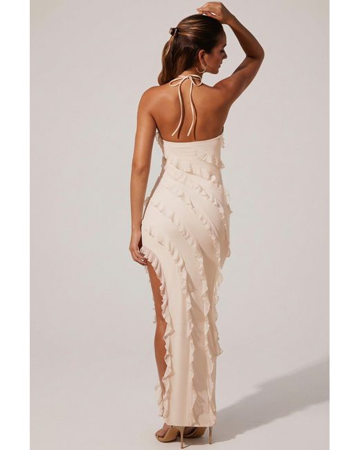 Oh Polly White Cross Strap Ruffle Floor Length Dress