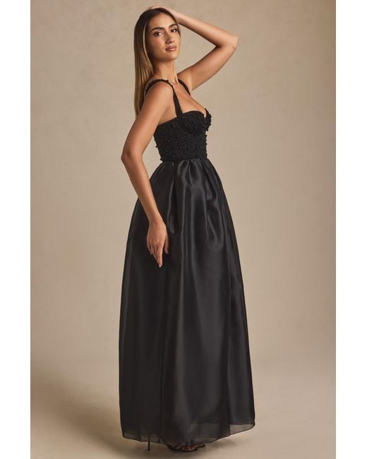 Oh Polly Black Embellished Corset Gown