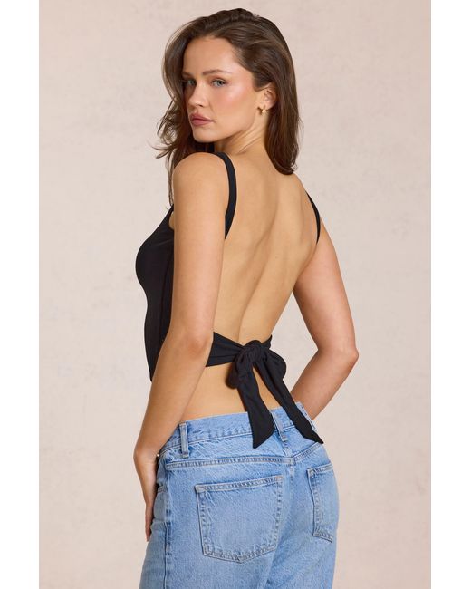 Oh Polly Black Modal Tie-Back Top