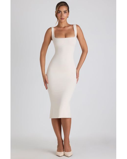 Oh Polly White Modal Lace-Trim Midaxi Dress