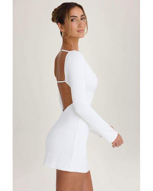 Oh Polly White Cut-Out Long-Sleeve Mini Dress
